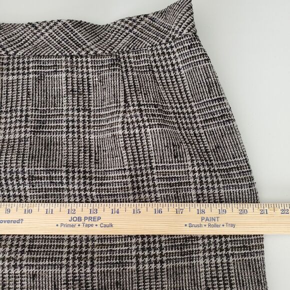 VTG 90s Gray Wool Tweed Houndstooth Pencil Skirt L 12 Retro Classic Old Money - Picture 12 of 14